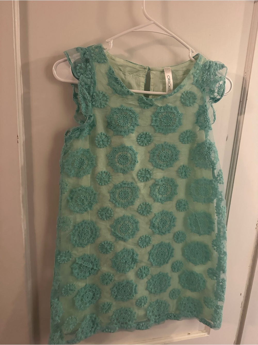 Cherokee Girls' Aqua Lace Overlay Party Dress